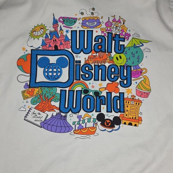 Walt Disney World Play in the Parks Embroidered Hoodie XXL White Organic Cotton - Picture 2 of 7